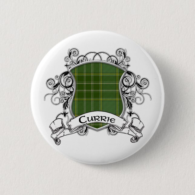 Currie Tartan Shield 6 Cm Round Badge (Front)