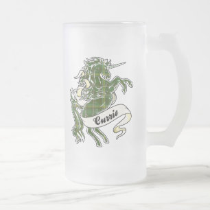 Currie Tartan Unicorn Frosted Glass Beer Mug