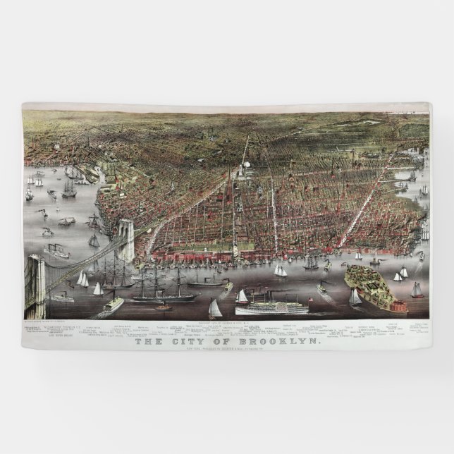 Currier and Ives print of Brooklyn, 1886 Banner (Horizontal)