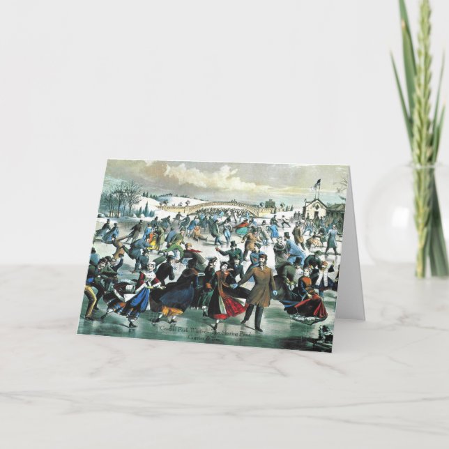 Currier & Ives - Greeting Card - Central Park Pond (Front)