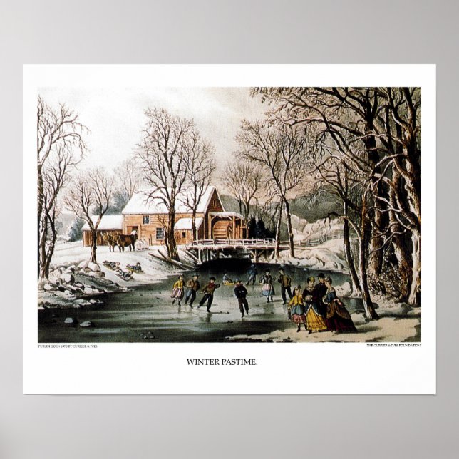 Currier & Ives Lithograph: Winter Pastime Poster (Front)