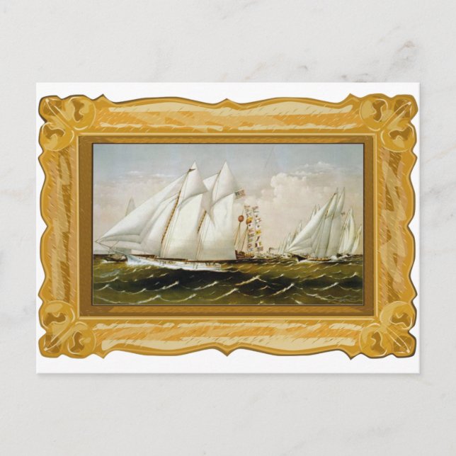 Currier & Ives   --Racing yachts postcard (Front)