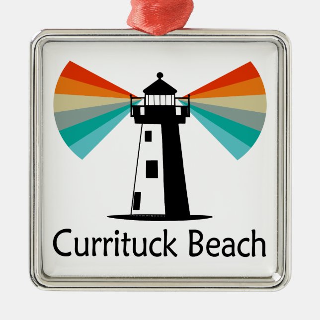 Currituck Beach Lighthouse Rainbow Metal Tree Decoration (Front)