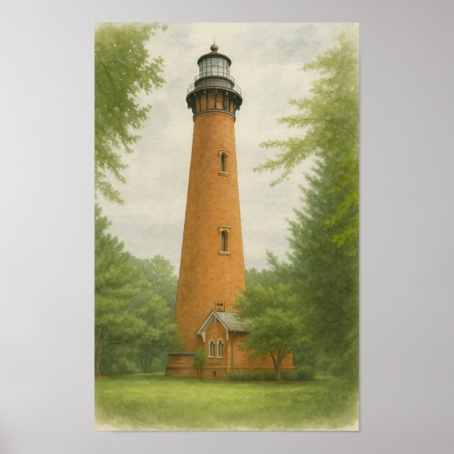 Currituck Beach Lighthouse Watercolor Poster (Front)