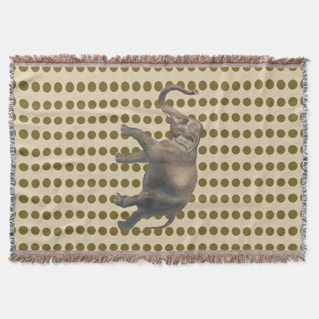 Curry Spice Moods Dots with Elephant Throw Blanket (Front)