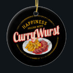Currywurst Retro Sausage Vintage French Fries Ceramic Tree Decoration<br><div class="desc">Currywurst for Street Food Foodies Design Vintage Souvenir for Chef and Foodies. Currywurst Retro sausage with curry sauce and fries as a souvenir for food in Germany. Currywurst fast food lifestyle for hobby cooks and french fries friends. Gourmet currywurst with french fries for chef vintage design souvenir. Currywurst Retro Foodie...</div>