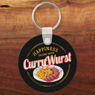 Currywurst Retro Sausage Vintage French Fries Key Ring