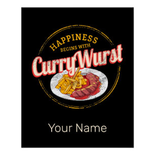 Currywurst Retro Sausage Vintage French Fries Poster