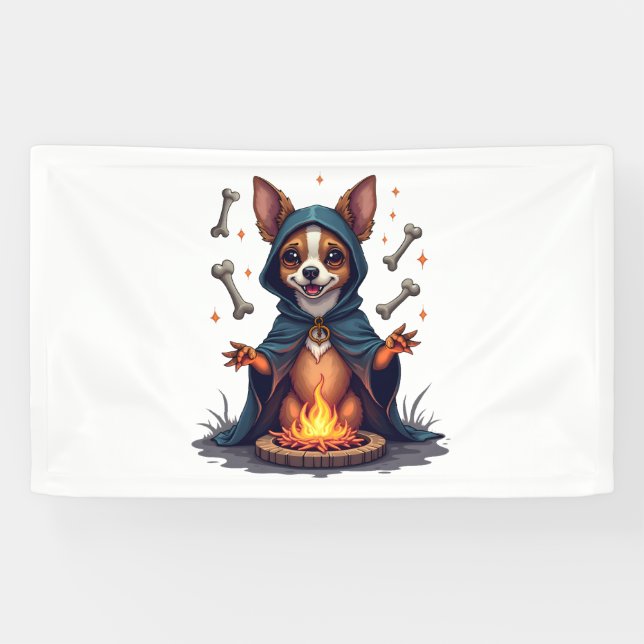 Cursed Chihuahua Ritual Dog Banner (Horizontal)