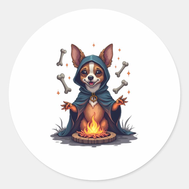 Cursed Chihuahua Ritual Dog Classic Round Sticker (Front)