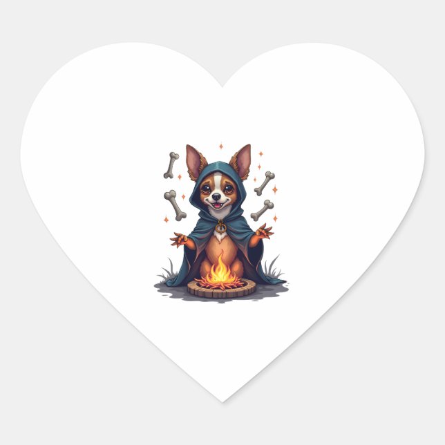 Cursed Chihuahua Ritual Dog Heart Sticker (Front)