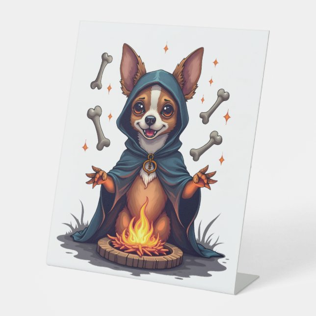 Cursed Chihuahua Ritual Dog Pedestal Sign (Front)