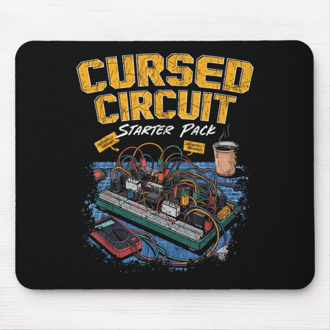 Cursed Circuit Starter Pack Funny Electronics Hall Mouse Mat (Front)