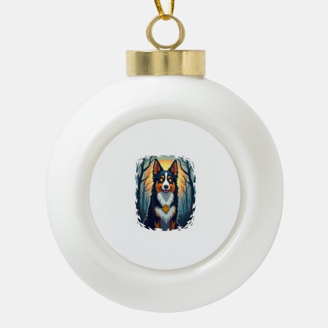 Cursed Collie Crawl Ceramic Ball Christmas Ornament (Front)
