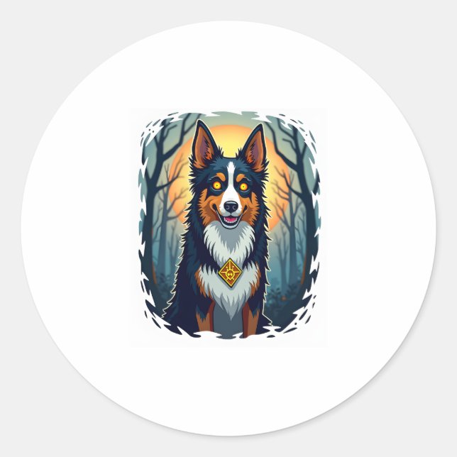 Cursed Collie Crawl Classic Round Sticker (Front)