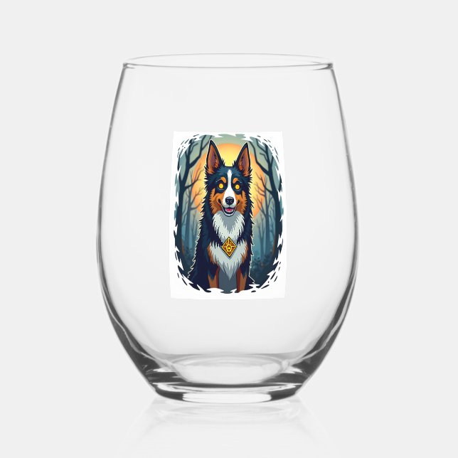 Cursed Collie Crawl Stemless Wine Glass (Front)