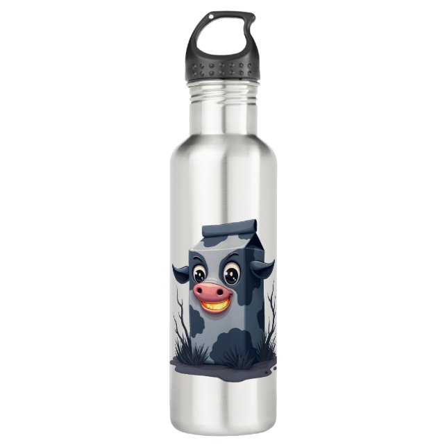 Cursed Milk Carton Cow 710 Ml Water Bottle (Front)