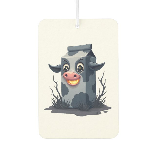 Cursed Milk Carton Cow Car Air Freshener (Front)