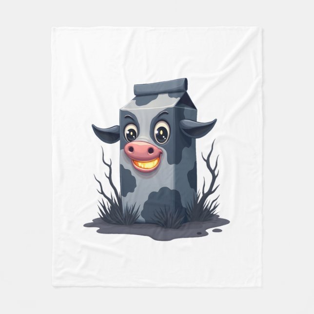 Cursed Milk Carton Cow Fleece Blanket (Front)