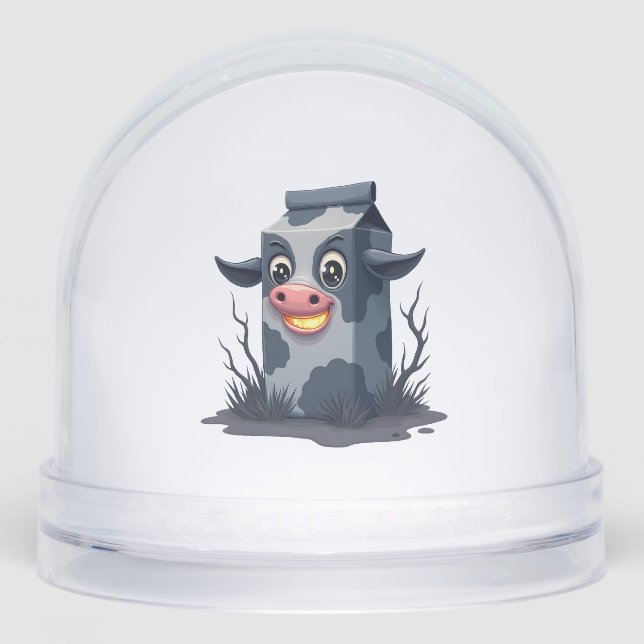 Cursed Milk Carton Cow Snowglobe (Front)