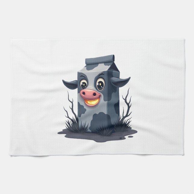 Cursed Milk Carton Cow Tea Towel (Horizontal)