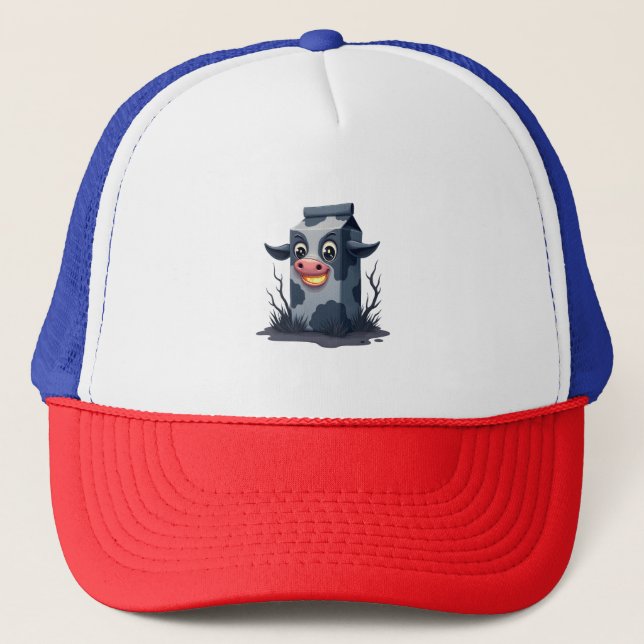 Cursed Milk Carton Cow Trucker Hat (Front)