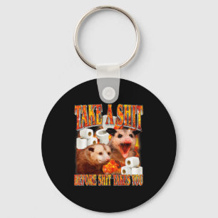 Cursed opossum inappropriate sarcastic humor key ring