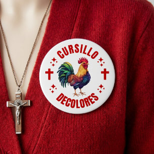Cursillo Decolores Colourful Rooster with Crosses 10 Cm Round Badge