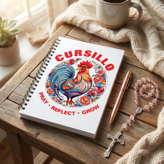 Cursillo Rooster with Roses Pray Reflect Grow Notebook