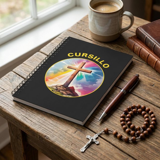Cursillo Wood Cross With Rainbow and Clouds Notebook (Creator Uploaded)