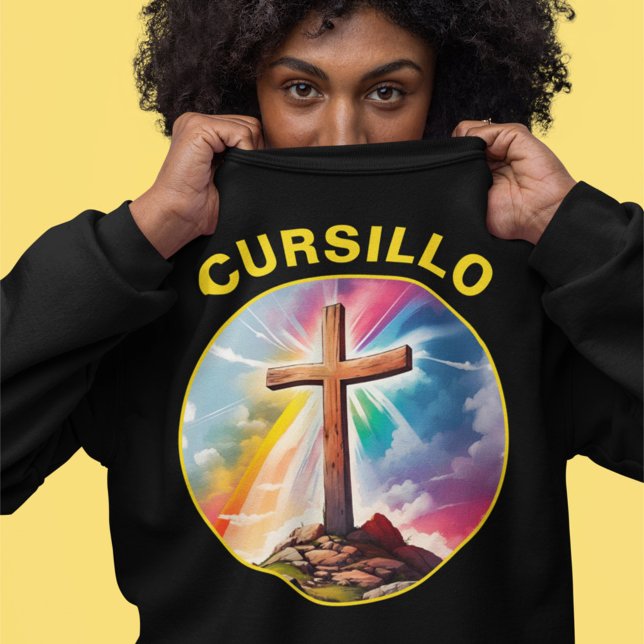 Cursillo Wood Cross With Rainbow and Clouds Sweatshirt (Creator Uploaded)