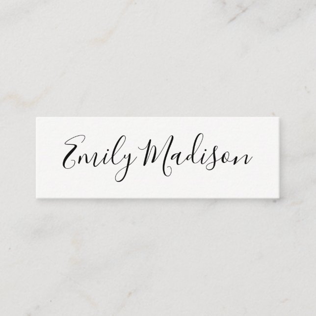 Cursive (black / white) mini business card (Front)