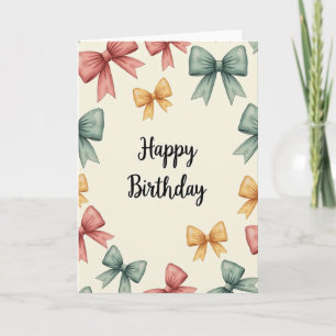 Cursive Bows Birthday Card