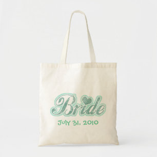 Cursive Bride Aqua Tote Bag