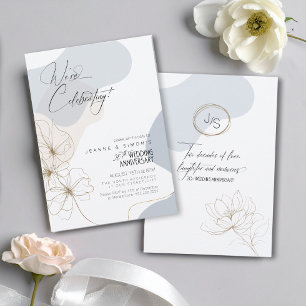 Cursive Floral 20th Anniversary Dusty Blue ID1168 Invitation