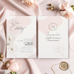 Cursive Floral 50th Anniversary Blush ID1168 Invitation