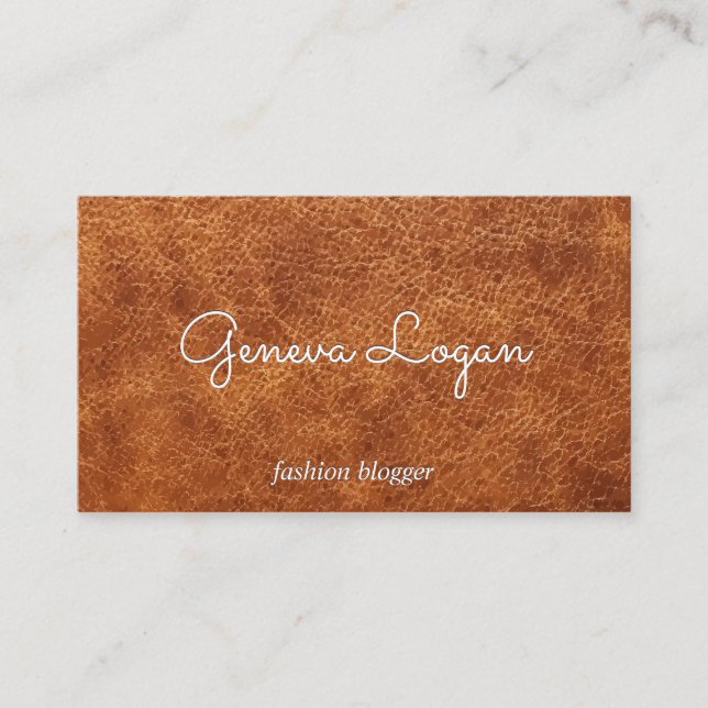 Cursive Font | Brown Texture Background Business Card (Front)