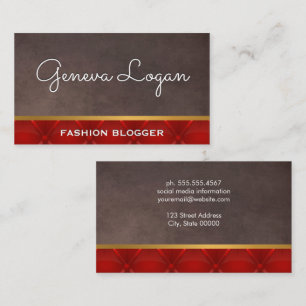 Cursive Font   Brown Texture Red Upholstered Business Card