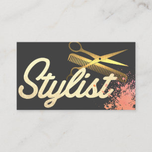 Cursive Font   Gold Scissors   Creative Business Card