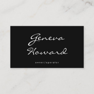 Cursive Font   Minimalist Black Business Card