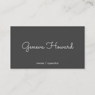 Cursive Font   Minimalist Grey Business Card