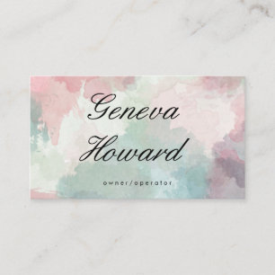 Cursive Font   Watercolor Background Business Card