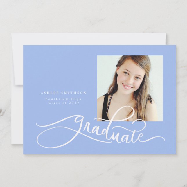 Cursive Handlettered Grad Announcement with Trio (Front)