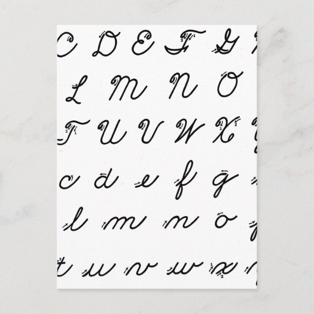 cursive handwriting chart postcard (Front)
