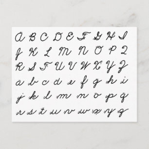 cursive handwriting chart postcard