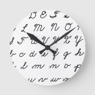 cursive handwriting chart round clock