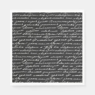 Cursive Handwriting Writer Story black white Napkin