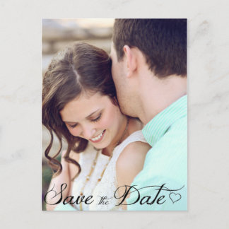 Cursive Heart Save The Date Postcard
