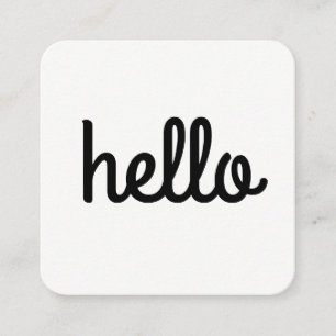 Cursive Hello Font Square Business Card