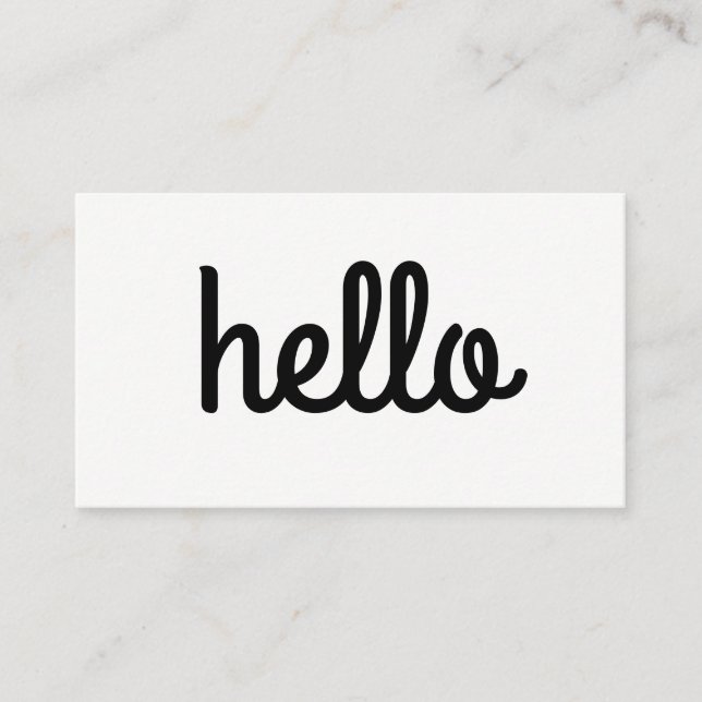 Cursive Hello Minimalist Font Business Card (Front)